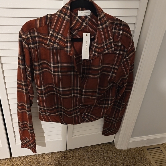 SOPHIE RUE SIZE SMALL NWT PLAID FLANNEL SMOCKED - Picture 1 of 4